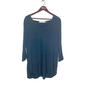 Lela Sky Women’s Backless Cutout Tunic Style Blouse Small Blue Fall Oversize Y2K